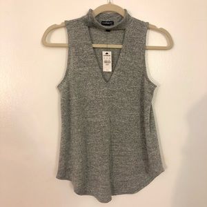 Express Petite Small Gray Choker Tank
